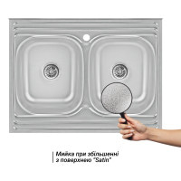 Кухонна мийка з двома чашами Lidz 6080 0,8 мм Satin (LIDZ6080DBSAT8)