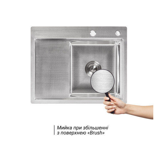 Набір 2 в 1 Lidz кухонна мийка H6350R 3.0/0.8 мм Brush + дозатор для миючого засобу