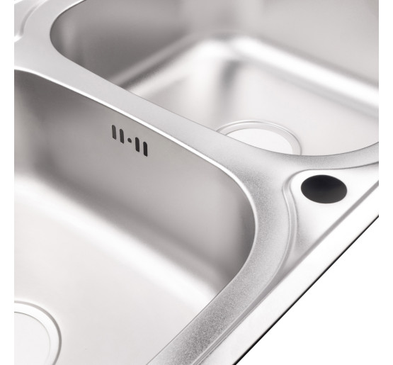 Кухонна мийка з двома чашами Lidz 7948 0,8 мм Satin (LIDZ7948SAT8)