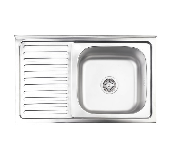Кухонна мийка Lidz 5080-R 0,8 мм Satin (LIDZ5080RSAT8)