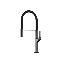 Змішувач для кухні з гнучким виливом графітовий Nett GG-56