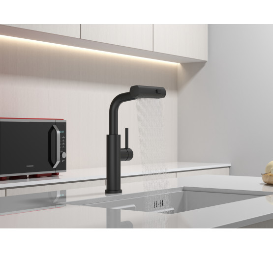 Комплект чорної кухонної мийки та змішувача з нержавіючої сталі NB-5742