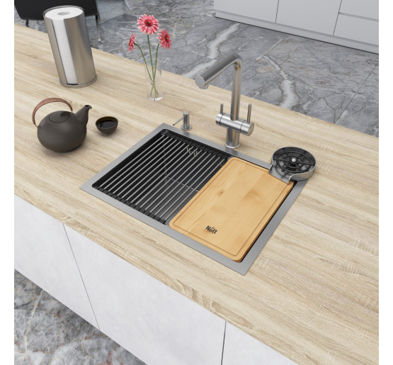 Мойка под столешницу из нержавейки кухонная станция Nett NS-5742