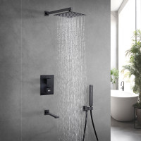 Чорна душова система з термостатом внутрішнього монтажу з виливом Nett TSB-521