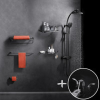 Комплект графітова душова система з термостатом зовнішнього монтажу Nett PSr-88 + змішувач та аксесуари