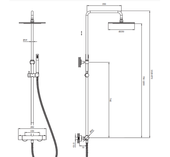 Термостатична душова система Omnires Y nikiel (Y1244SUNI) 