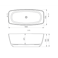 Окремо стояча ванна Omnires FERRARA M+ 157x70 біла/чорна глянцева (FERRARA156BCP) 