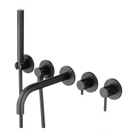 Змішувач для ванни прихованого монтажу на 5 отворів Omnires Y grafit (Y1237/1GR) 