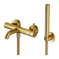 Змішувач для ванни з душовою гарнітурою Omnires Y матовий золотий (Y1231GLB) 
