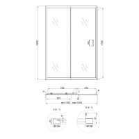 Душевые двери в нишу Qtap Taurus CRM2013-14.C6 130-140x185 см, стекло Clear 6 мм, покрытие CalcLess