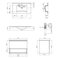 Комплект Qtap Robin 800х580х437 Graphite / Whitish Oak тумба подвесная + раковина врезная QT1372TPВ8002GWO