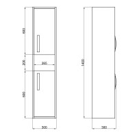 Пенал подвесной Qtap Pisces 300х1400х300 Whitish oak QT2576PP1451RWO