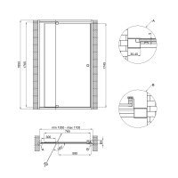 Душові двері в нішу Qtap Pisces WHI201-11.CP5 100-110x185 см, скло Pattern 5 мм