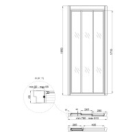 Душові двері в нішу Qtap Unifold CRM208.C4 78-81x185 см, скло Clear 4 мм, покриття CalcLess