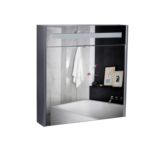 Зеркальный шкаф подвесной Qtap Robin 700х730х145 Graphite с LED-подсветкой QT1377ZP7002G