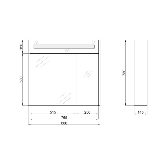Зеркальный шкаф подвесной Qtap Robin 800х730х145 Graphite с LED-подсветкой QT1377ZP8002G