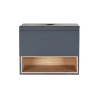 Тумба підвісна Qtap Robin 600х476х437 Graphite/Whitish oak зі стільницею QT1379TPН6002GWO