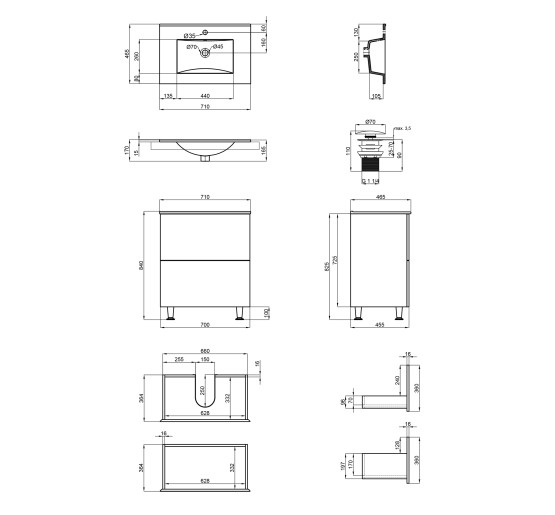 Комплект Qtap Tern 700х725х437 White тумба підлогова + раковина урізна QT1771TNL7013070CW