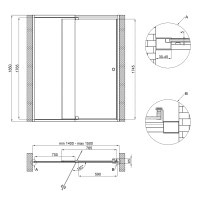 Душевые двери в нишу Qtap Pisces WHI2014-15.CP5 140-150x185 см, стекло Pattern 5 мм