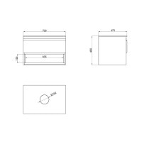 Тумба подвесная Qtap Robin 700х476х437 Graphite/Whitish oak со столешницей QT1379TPН7002GWO