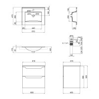 Комплект Qtap Scorpio 605х585х460 Graphite тумба підвісна + раковина урізна QT1472TPВ6023060CG