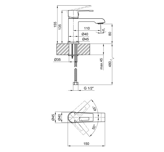 Смеситель для раковины Qtap Tern 1061102C