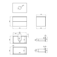 Тумба подвесная Qtap Tern 700х476х469 White со столешницей QT1779TPL701W