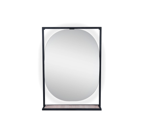 Зеркало Qtap Taurus 600х850х1400 Black/Whitish oak с LED-подсветкой QT2478ZP600BWO