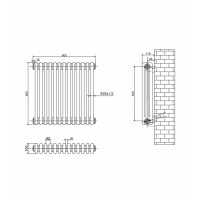Горизонтальный дизайнерский радиатор отопления ARTTIDESIGN Bari II G 13/600/605 серый матовий