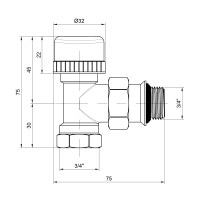 Кран термостатический SD Plus 3/4" ВЗ с антиутечкой для радиатора угловой SD350W20
