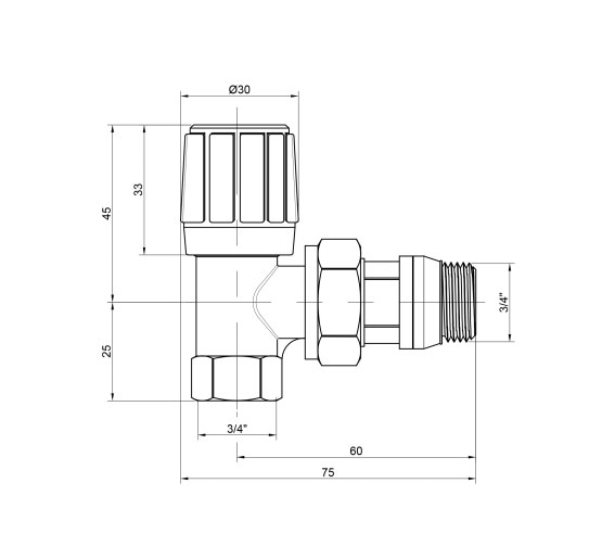Кран радиаторный Icma 3/4" с антипротеканием угловой №951
