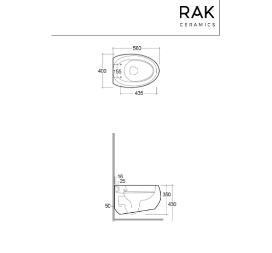  Унитаз подвесной безобидковий RAK Ceramics CLOUD белый матовый CLOWC1446500A 