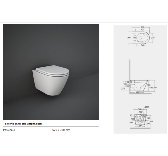  Унитаз подвесной RAK Ceramics FEELING Rimless Matt Cappuccino RST23514A 