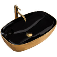 Раковина керамічна на стільницю  Rea Rich Gold/Black