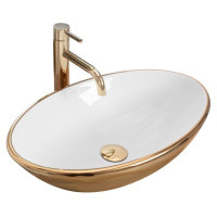 умывальник Rea Pamela 33x53 gold/white (REA-U6345)