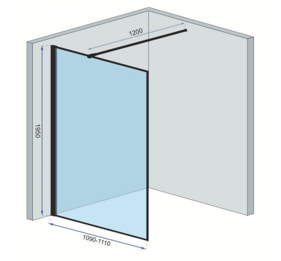 душова стінка Rea Bler 110 безпечне скло, прозоре( REA-K7630)