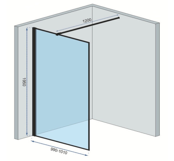 душевая стенка Rea Bler 100 безопасное стекло, прозрачное (REA-K7634)