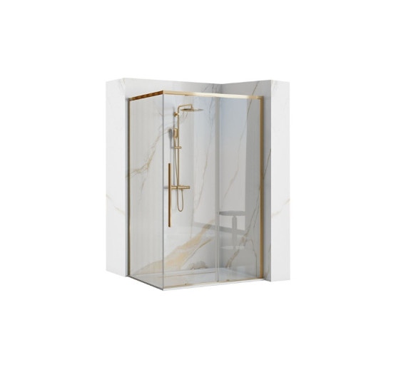 душова кабіна Rea Solar 90x90 gold безпечне скло прозоре (REA-K4900)