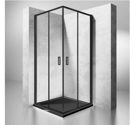 душова кабіна Rea Punto 90x90 black безпечне скло, прозоре( REA-K4801)