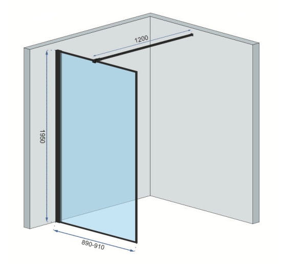 душова стінка Rea Bler 90 безпечне скло, прозоре( REA-K7638)