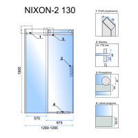 душевая дверь Rea Nixon-2 130x190 безопасное стекло, прозрачное, правая (REA-K5005)