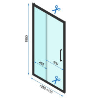 душові двері Rea Rapid Slide 110x195 безпечне скло, прозоре( REA-K6401)