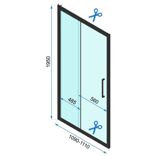 душевая дверь Rea Rapid Slide 110x195 безопасное стекло, прозрачное (REA-K6401)