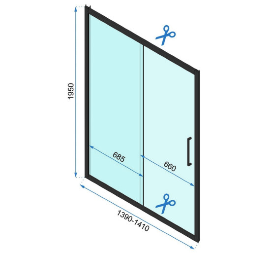 душевая дверь Rea Rapid Slide 140x195 безопасное стекло, прозрачное (REA-K6404)