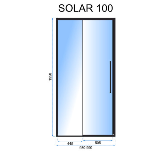 душові двері Rea Solar 100x195 безпечне скло, прозоре( REA-K6512)