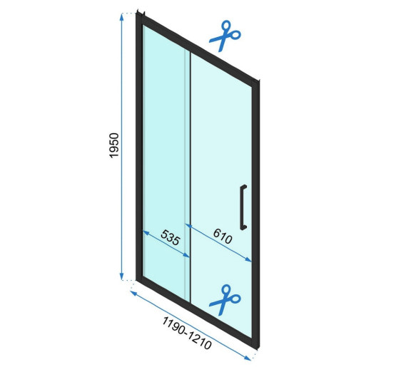 душові двері Rea Rapid Slide 120x195 безпечне скло, прозоре( REA-K6402)