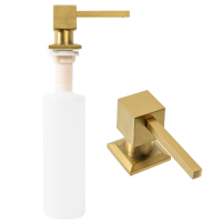 Врезной диспенсер для жидкости REA BRUSHED GOLD 330 мл. квадратный