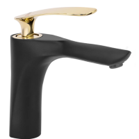 Смеситель для раковины (умывальник) REA ORBIT BLACK GOLD черный/золото низкий