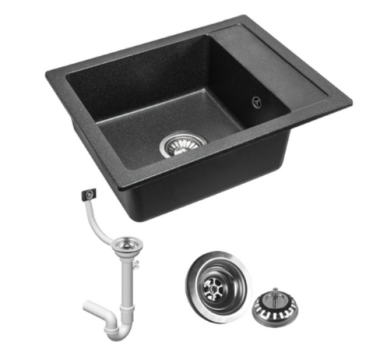 Гранитная кухонная мойка REA RINO BLACK пятнистая *
