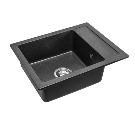 Гранитная кухонная мойка REA RINO BLACK пятнистая *